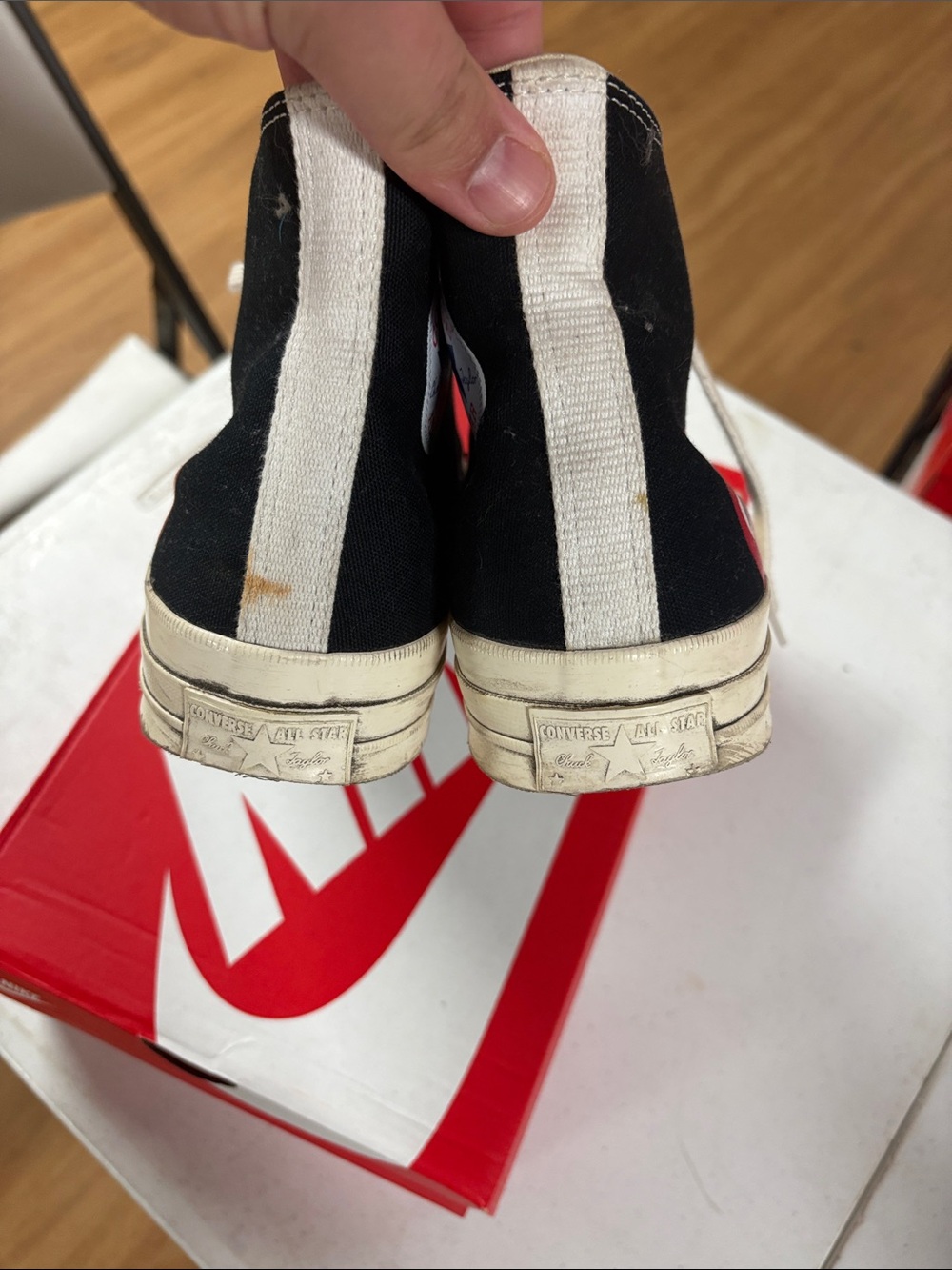 Converse Red and Cream High-Top Sneaker with Heart Logo - Picture 4 of 7
